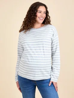 Jojo Maman Bébé Light Grey Stripe Long Sleeve Boyfriend Maternity T-Shirt Hot