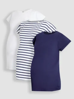 Jojo Maman Bébé Midnight Maternity Boyfriend 100% Cotton T-Shirts 3 Pack Discount