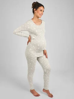 Jojo Maman Bébé Maternity & Nursing Heart Pyjama Set Mint Green Clearance