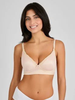 Jojo Maman Bébé Emma-Jane Lace Trim Nursing T-Shirt Bra Natural Nude Online