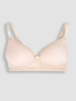 Jojo Maman Bébé Emma-Jane Lace Trim Nursing T-Shirt Bra Natural Nude Online