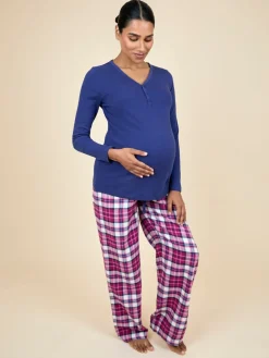 Jojo Maman Bébé Navy Maternity Check Pyjama Set Best