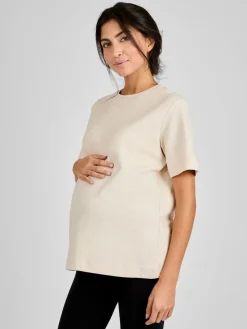 Jojo Maman Bébé Oatmeal Oversized Boyfriend Maternity T-Shirt Discount