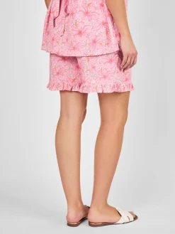 Jojo Maman Bébé Pink Floral Patterned Frill Maternity Shorts