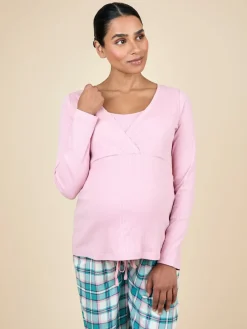 Jojo Maman Bébé Maternity Check Pyjama Set Pink Outlet