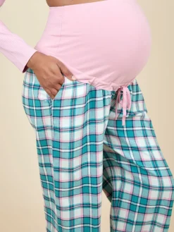 Jojo Maman Bébé Maternity Check Pyjama Set Pink Outlet