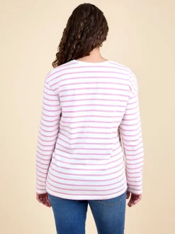 Jojo Maman Bébé Pink Stripe Long Sleeve Boyfriend Maternity T-Shirt Best