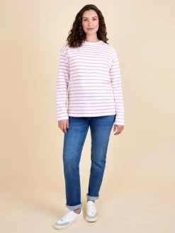 Jojo Maman Bébé Pink Stripe Long Sleeve Boyfriend Maternity T-Shirt Best
