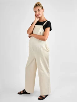 Jojo Maman Bébé Wide Leg Maternity Linen Dungaree Stone Best