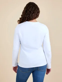 Jojo Maman Bébé Long Sleeve Boyfriend Maternity T-Shirt White Online