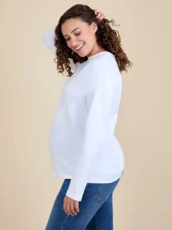 Jojo Maman Bébé Long Sleeve Boyfriend Maternity T-Shirt White Online