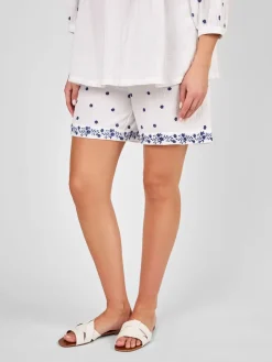 Jojo Maman Bébé White Maternity Embroidered Shorts Outlet