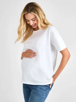 Jojo Maman Bébé White Oversized Boyfriend Maternity T-Shirt New
