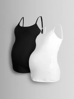 Jojo Maman Bébé 2-Pack Maternity & Nursing Vest Tops White Online