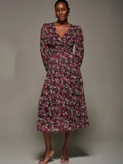 Jolie Moi Black Long Sleeve Printed Lace Maxi Dress Best