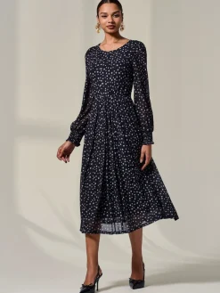 Jolie Moi Black Long Sleeve Mesh Midi Dress Online