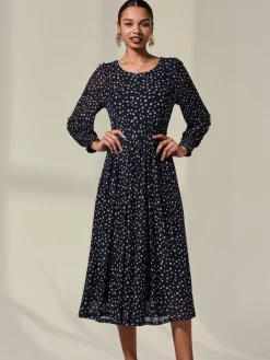 Jolie Moi Black Long Sleeve Mesh Midi Dress Online