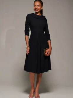 Jolie Moi Roll Neck Fit & Flare Midi Dress Black Online