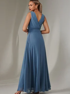 Jolie Moi Blue Cora Sleeveless Chiffon Maxi Dress Outlet
