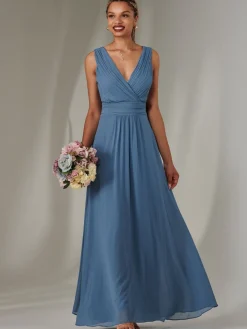 Jolie Moi Blue Cora Sleeveless Chiffon Maxi Dress Outlet
