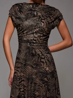Jolie Moi Asymmetrical Draped Slash Neck Midaxi Dress Brown Sale