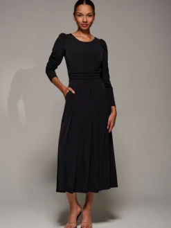 Jolie Moi Puff Long Sleeve Jersey Maxi Dress Charcoal Black Sale