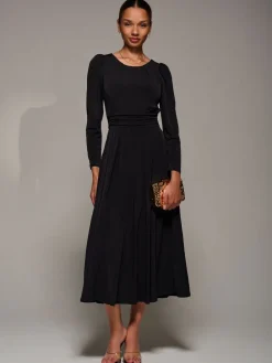Jolie Moi Puff Long Sleeve Jersey Maxi Dress Charcoal Black Sale