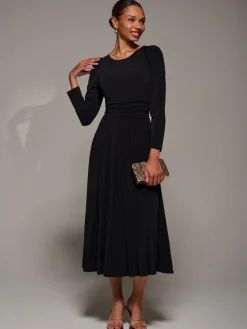 Jolie Moi Puff Long Sleeve Jersey Maxi Dress Charcoal Black Sale