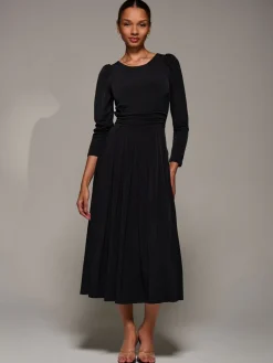Jolie Moi Puff Long Sleeve Jersey Maxi Dress Charcoal Black Sale