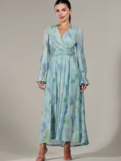 Jolie Moi Petite Petite Long Sleeve Soft Silky Jersey Midi Dress Green Discount