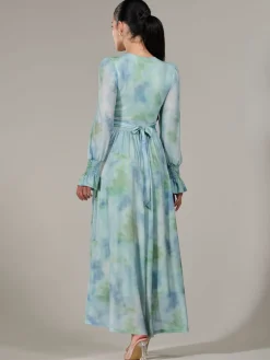 Jolie Moi Petite Petite Long Sleeve Soft Silky Jersey Midi Dress Green Discount