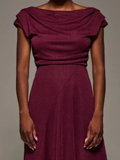 Jolie Moi Draped Jersey Cowl Neck Midi Dress Red Discount