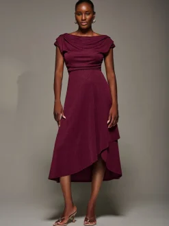 Jolie Moi Draped Jersey Cowl Neck Midi Dress Red Discount