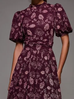 Jolie Moi Puffy Sleeve Printed Mesh Maxi Dress Red Best