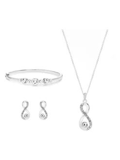 Jon Richard Silver Tone Crystal Infinity Jewellery Set in a Gift Box Online