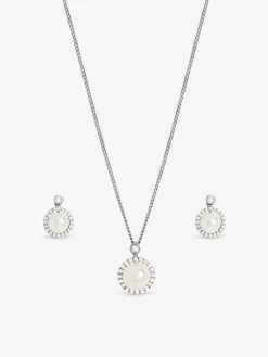 Jon Richard Silver/Gold Plated and Cubic Zirconia Pearl Halo Box Set Gift Box Online