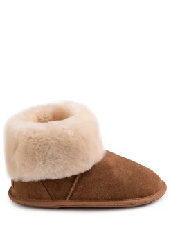 Just Sheepskin Ladies Albery Sheepskin Slipper Brown Light New