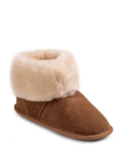 Just Sheepskin Ladies Albery Sheepskin Slipper Brown Light New