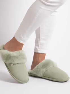 Just Sheepskin Ladies Duchess Sheepskin Slipper Green Sale