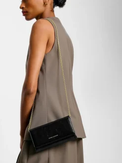 Katie Loxton Black Zea Patent Crackle Cross-Body Purse