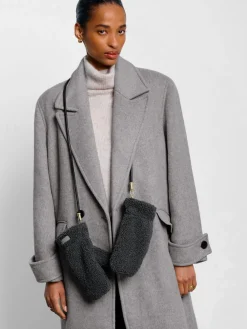 Katie Loxton Teddy Mittens With Cord Grey Discount