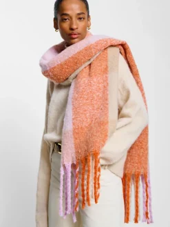 Katie Loxton Oversized Checked Tassel Scarf Purple Discount