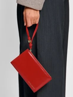 Katie Loxton Red Large Arden Braided Wristlet Purse Hot