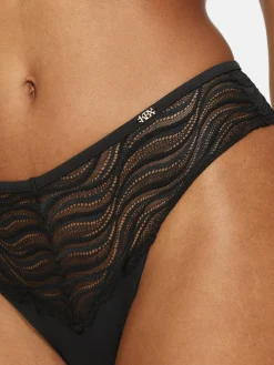 KBX High Waist Lola Lace Brazilian Knickers Black Hot