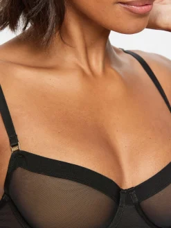 KBX Non Pad Balcony Zadie Mesh Crop Bralette Black