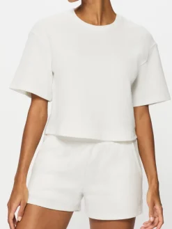 KBX Marl Naomi Waffle Top and Shorts Set Cream Hot