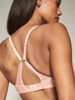 KBX Non Pad Plunge Zadie Mesh Crop Bralette Pink Discount