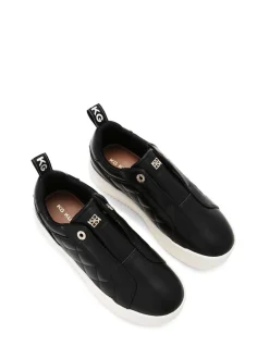 KG Kurt Geiger Lighter Laceless Quilt Trainers Black Sale