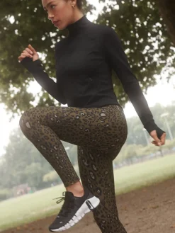 Next Outdoor Fleece Lined Warm Handle Leggings Khaki Animal Print Online