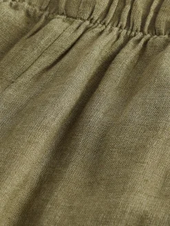 Next Khaki Green 100% Linen Premium Wide Leg Trousers